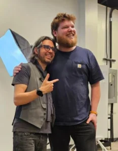 John Drimmie at a professional barbering event